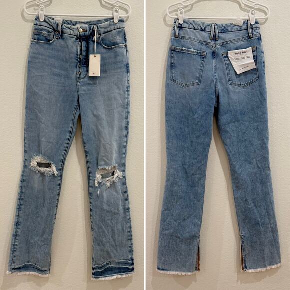 NWT Good American Good Boy Release Hem High Waist Boyfriend Jeans Size 6/28 - Picture 2 of 12